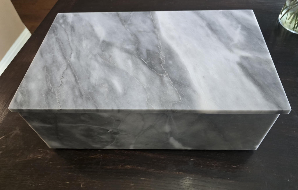 Vogue Gray Marble large box 15"×10" × height 4"  prefect for an elegant storage need Free Shipping message for custom dimensions.