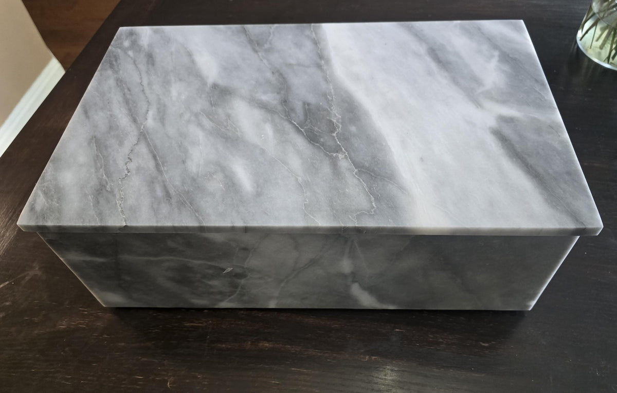 Vogue Gray Marble large box 15"×10" × height 4"  prefect for an elegant storage need Free Shipping message for custom dimensions.