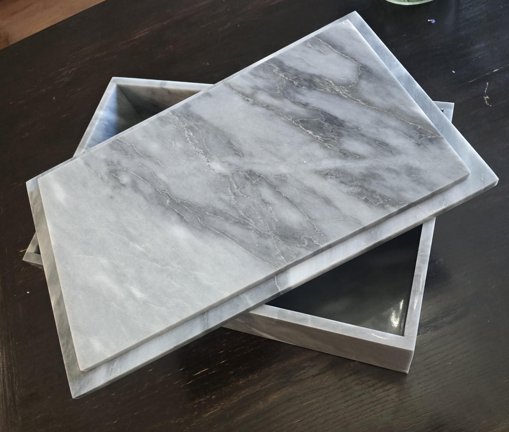 Vogue Gray Marble large box 15"×10" × height 4"  prefect for an elegant storage need Free Shipping message for custom dimensions.