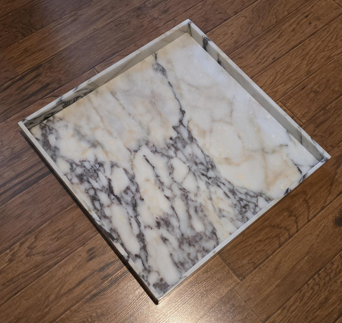 Amaretto Viola Marble Tray 20"×20" height 2", Elegant Purple & White Stone free shipping