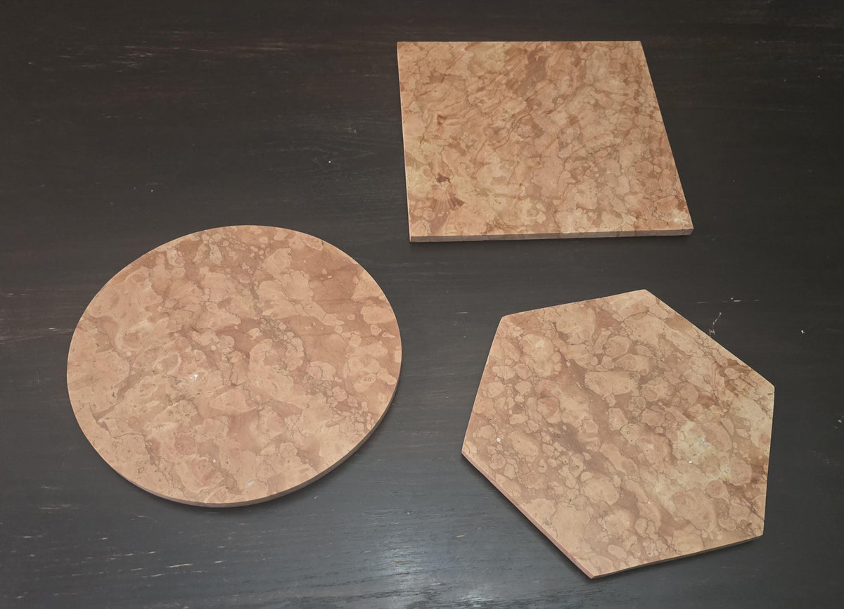 Rosso Verona Marble Trivet, Italian Hot Plate, Circle Square Hexagon, 9 Inch beautiful elegant marble
