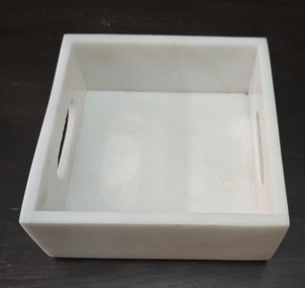 White Carrara Marble Napkin Holder 7 1/4"×7 1/4" height 3 1/2" with side handles holds 6" napkins perfectly FREE SHIPPING