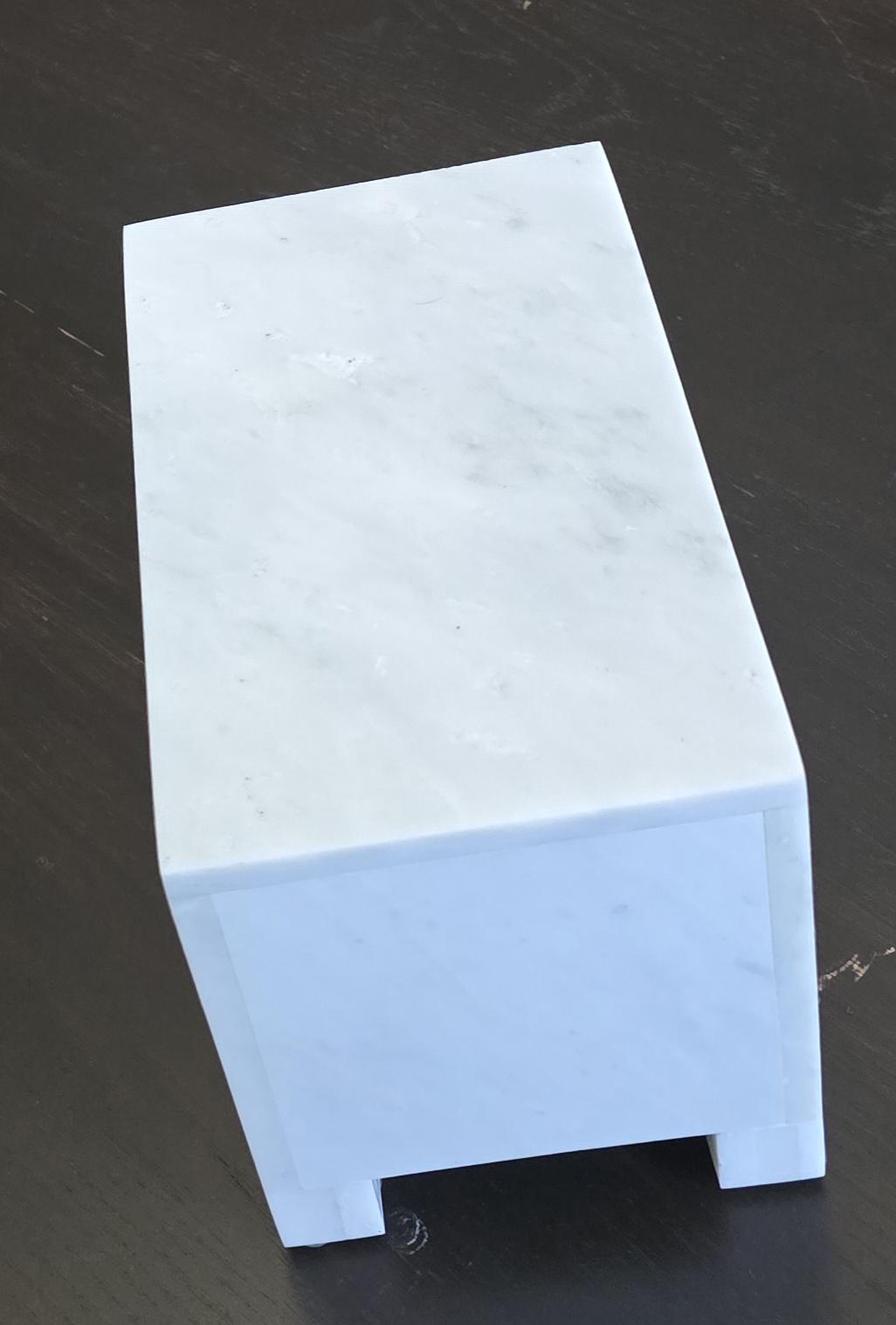 Handmade White Carrara Pet Urn 8 1/2" x 5 1/2" Height 6 1/2" rich creamy white with beautiful grey accents. Elegant vessel. Free Shipping.
