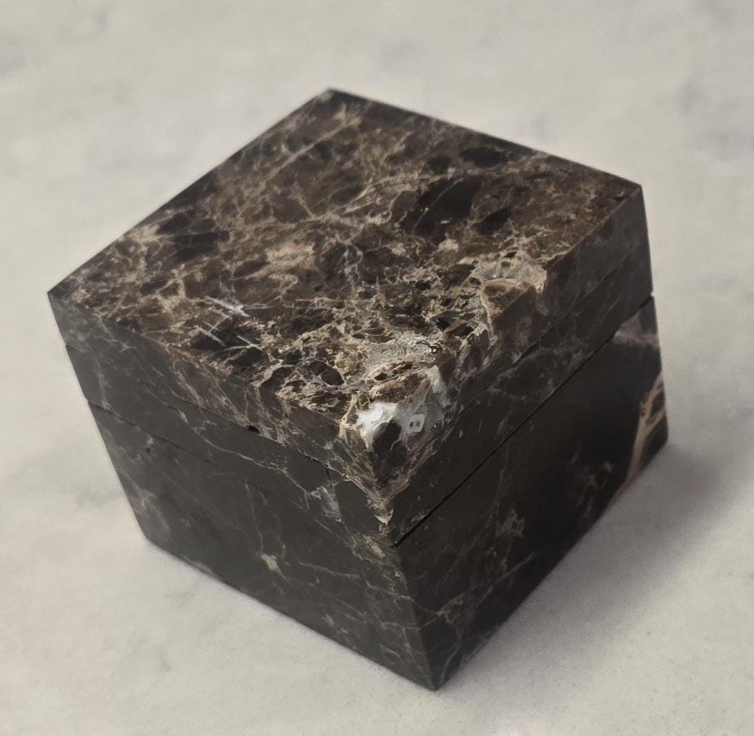 Emperador Dark Marble Ring Box a beautiful box perfect for a proposal or display a perfect keepsake that will be treasure forever
