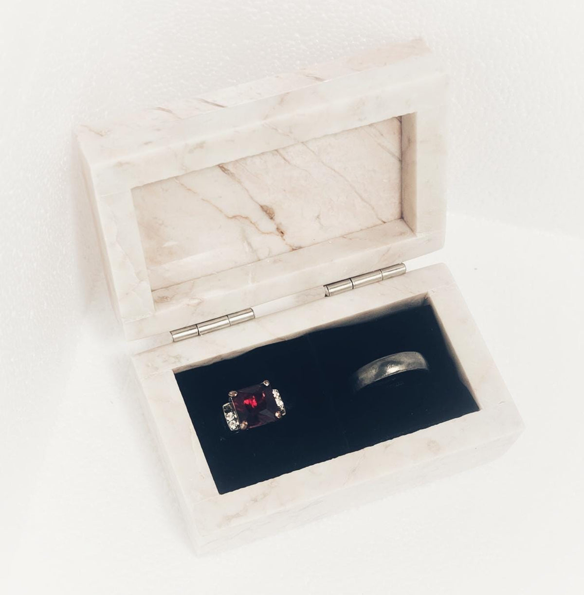 Coral Notte Marble Double Ring Box, Engagement Ring Keepsake