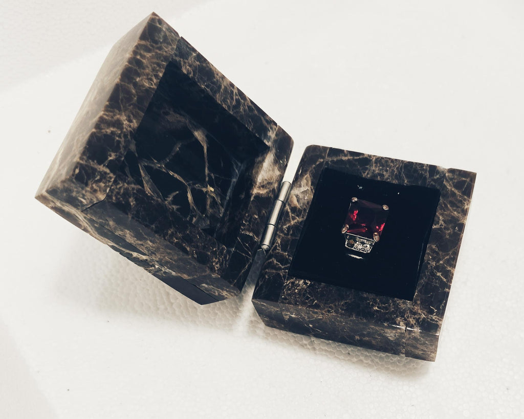 Emperador Dark Marble Ring Box a beautiful box perfect for a proposal or display a perfect keepsake that will be treasure forever