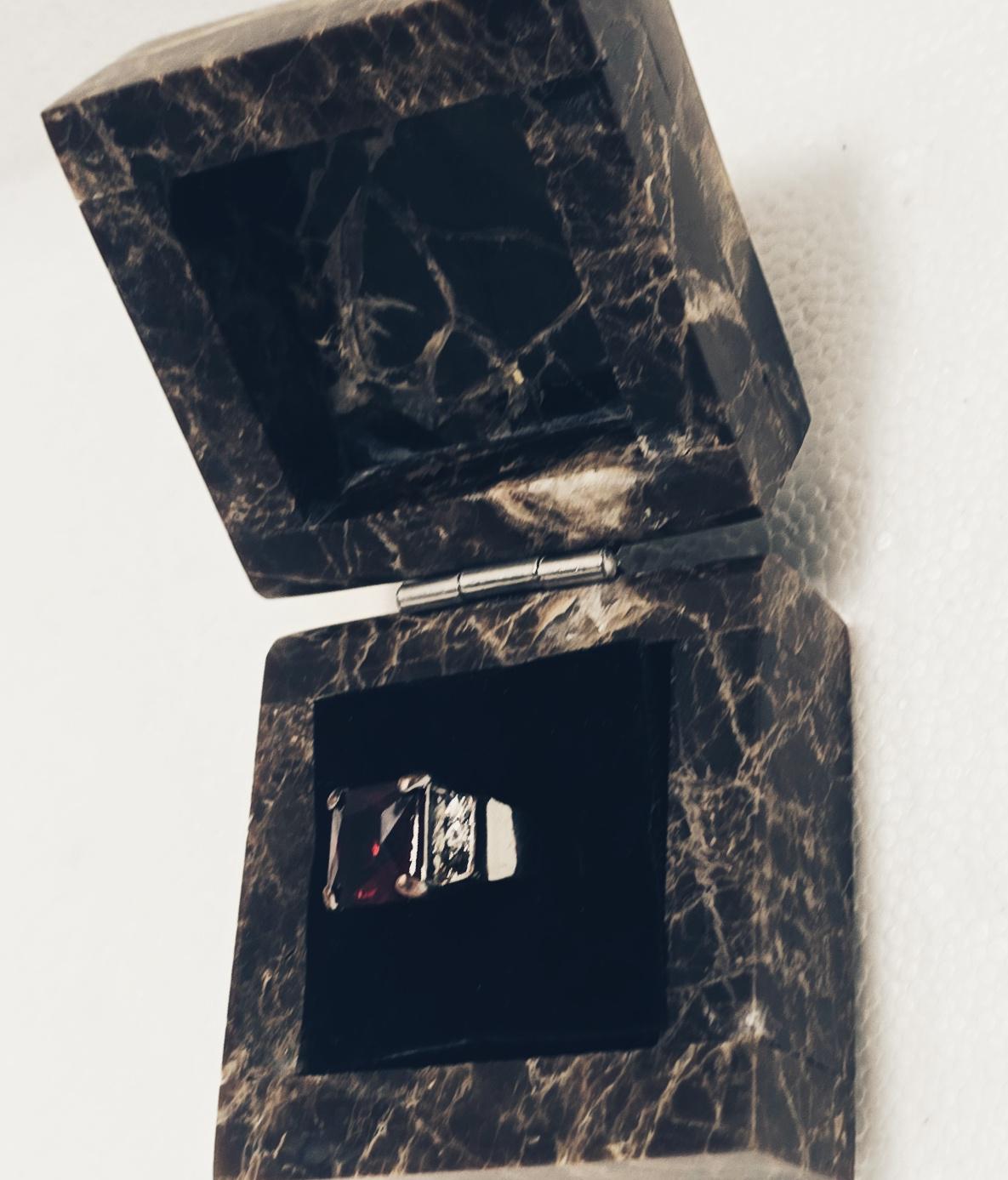 Emperador Dark Marble Ring Box a beautiful box perfect for a proposal or display a perfect keepsake that will be treasure forever