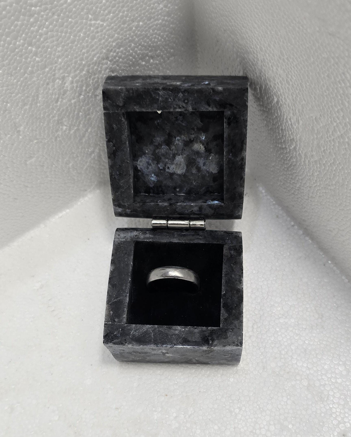 Blue Pearl Granite Ring Box a beautiful box perfect for a proposal or display a perfect keepsake that will be treasure forever