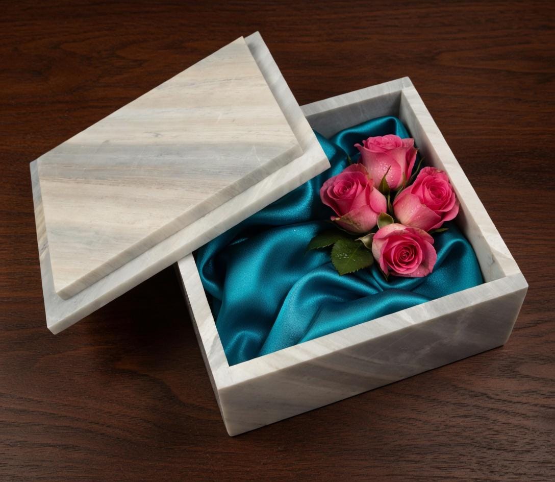 Handmade Sienna Azul Marble extra large box 15"×10" × height 4" an elegant large storage box beautiful addition Free Shipping