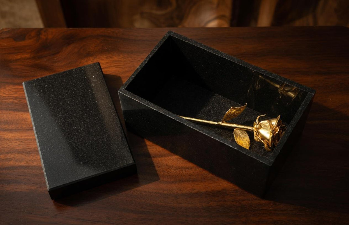 Handmade Absolute Black Granite Box 12"×6" height 6" personalization available  free shipping to The United States