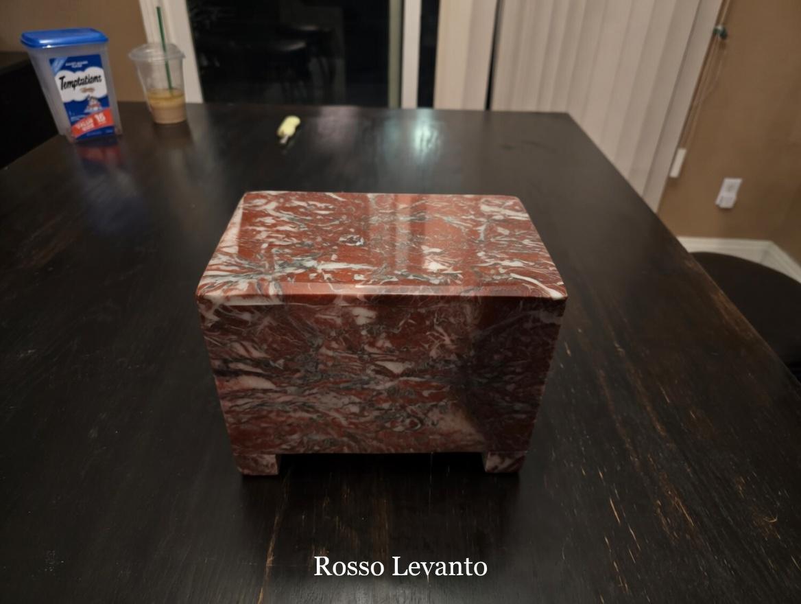 Handmade Stone Pet Urn 8 1/2" x 5 1/2" Height 6 1/2" avaliable in a variety of stone types and colors. Free Shipping.