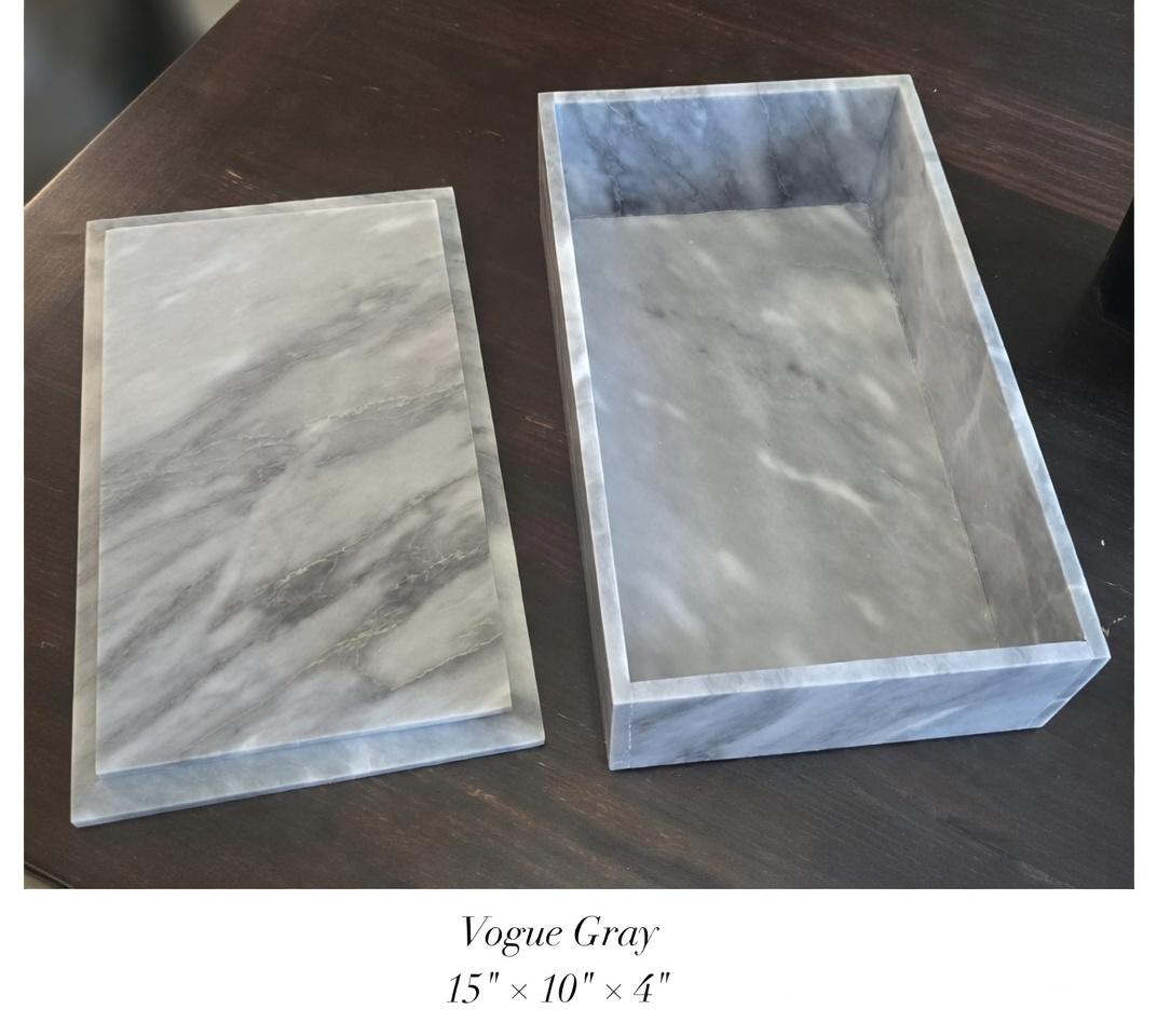 Vogue Gray Marble large box 15"×10" × height 4"  prefect for an elegant storage need Free Shipping message for custom dimensions.