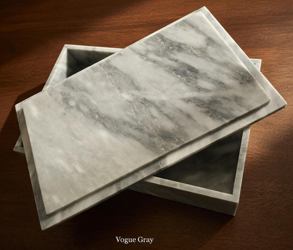 Vogue Gray Marble large box 15"×10" × height 4"  prefect for an elegant storage need Free Shipping message for custom dimensions.