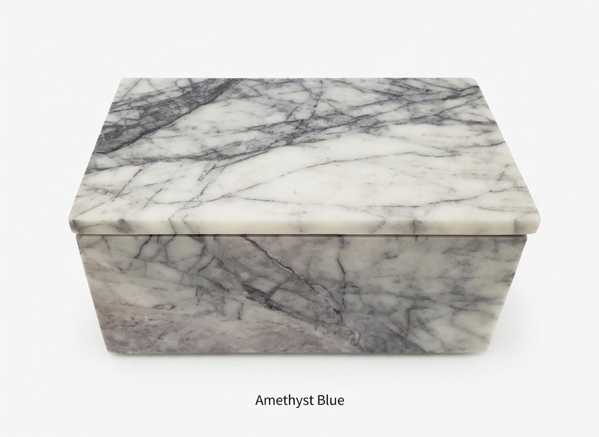 3 Tiered Large Amethyst Blue Marble Jewelry Box 9 1/2" × 6" height 4 3/4" Handmade Handcrafted Free Shipping