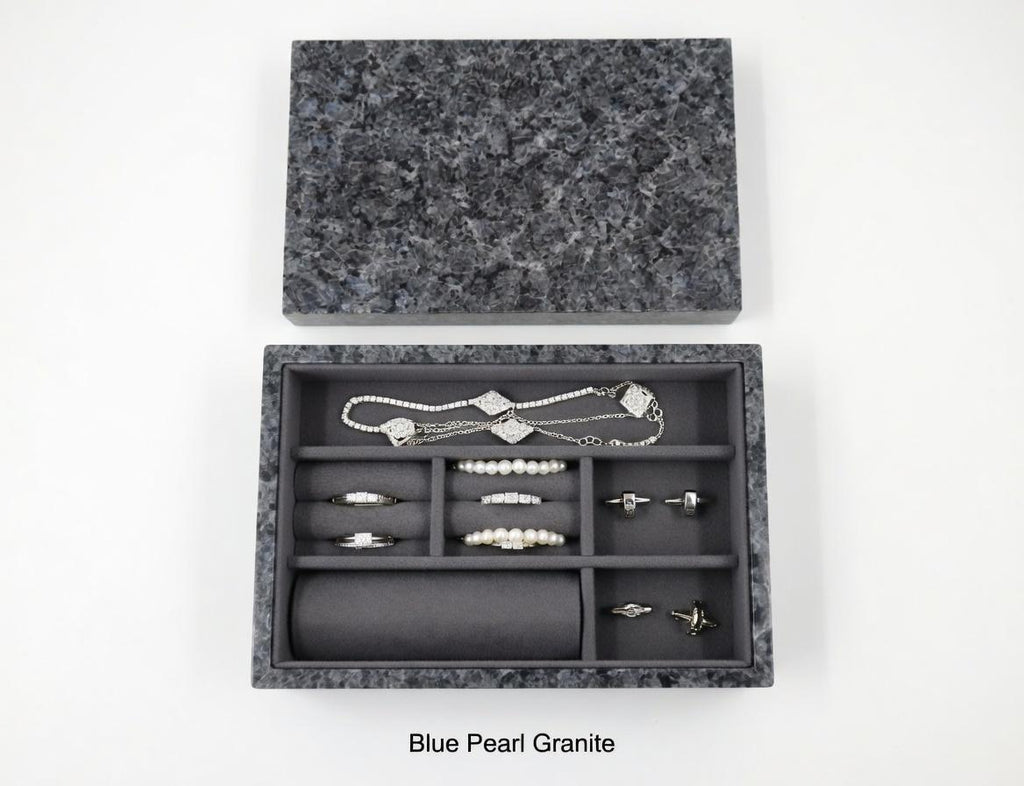3 Tiered Blue Pearl Granite Jewelry box 9 1/2" × 6" height 4 3/4" Handmade Handcrafted Free Shipping