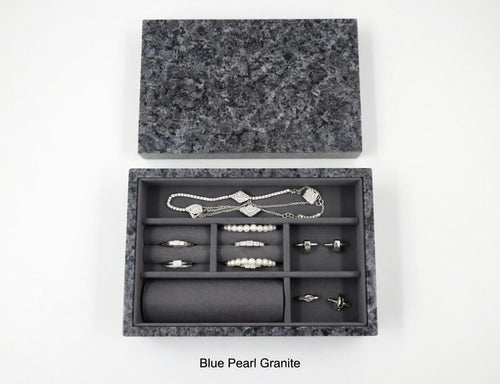 3 Tiered Blue Pearl Granite Jewelry box 9 1/2" × 6" height 4 3/4" Handmade Handcrafted Free Shipping