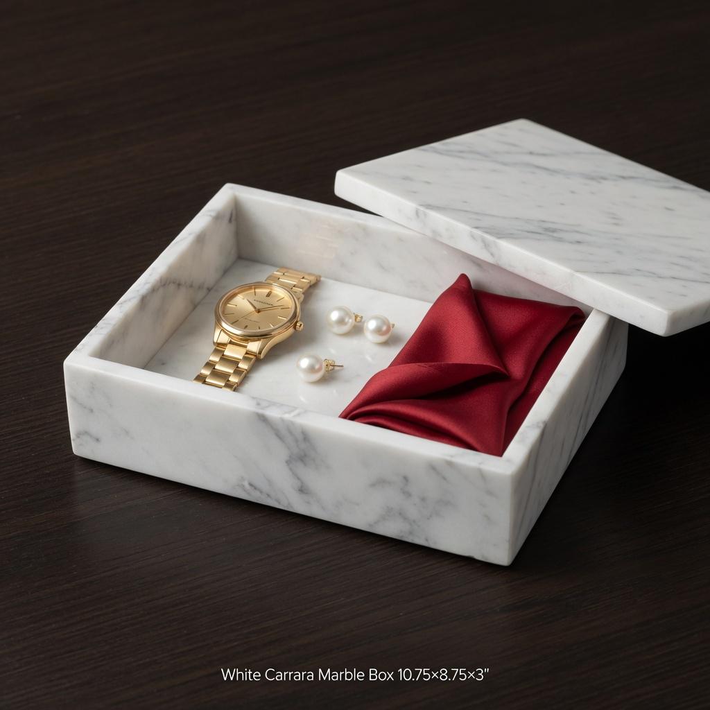White Carrara Marble Box 10 3/4"×8 3/4" height 3" free shipping to The United States