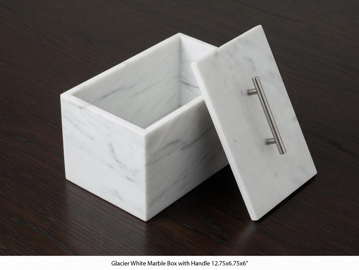Handmade Glacier White Marble box  12 3/4" × 6 3/4" height 6 3/8" a perfect elegant storage box for office kitchen or anywhere free shipping