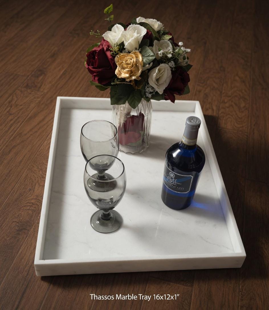 Thassos Marble Tray 16"×12" height 1" a beautiful white marble unmatched in its elegance FREE SHIPPING