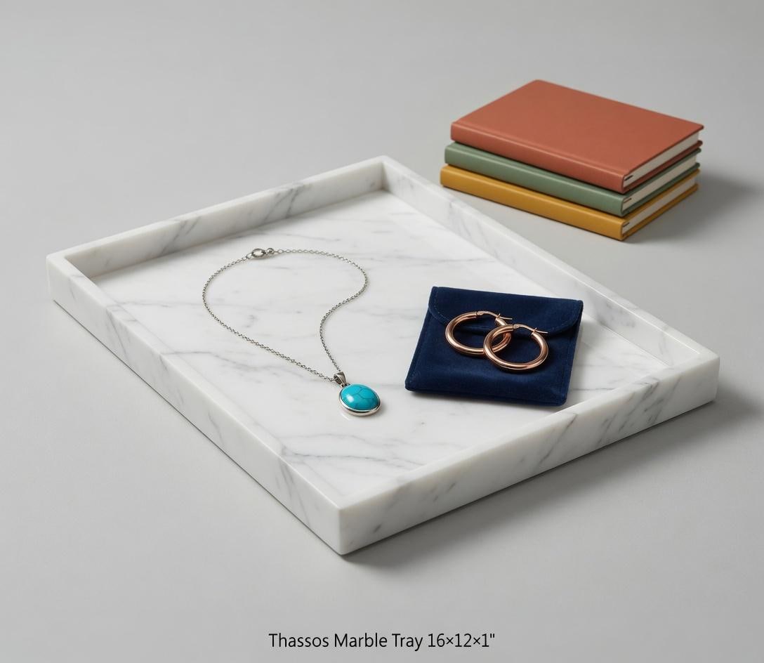 Thassos Marble Tray 16"×12" height 1" a beautiful white marble unmatched in its elegance FREE SHIPPING