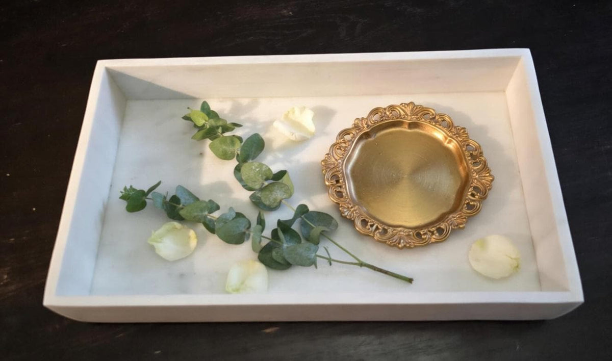 Thassos Marble serving tray  22"×14" height 2" large elegant serving tray or a beautiful centerpiece to your table or bar service. FREE SHIP