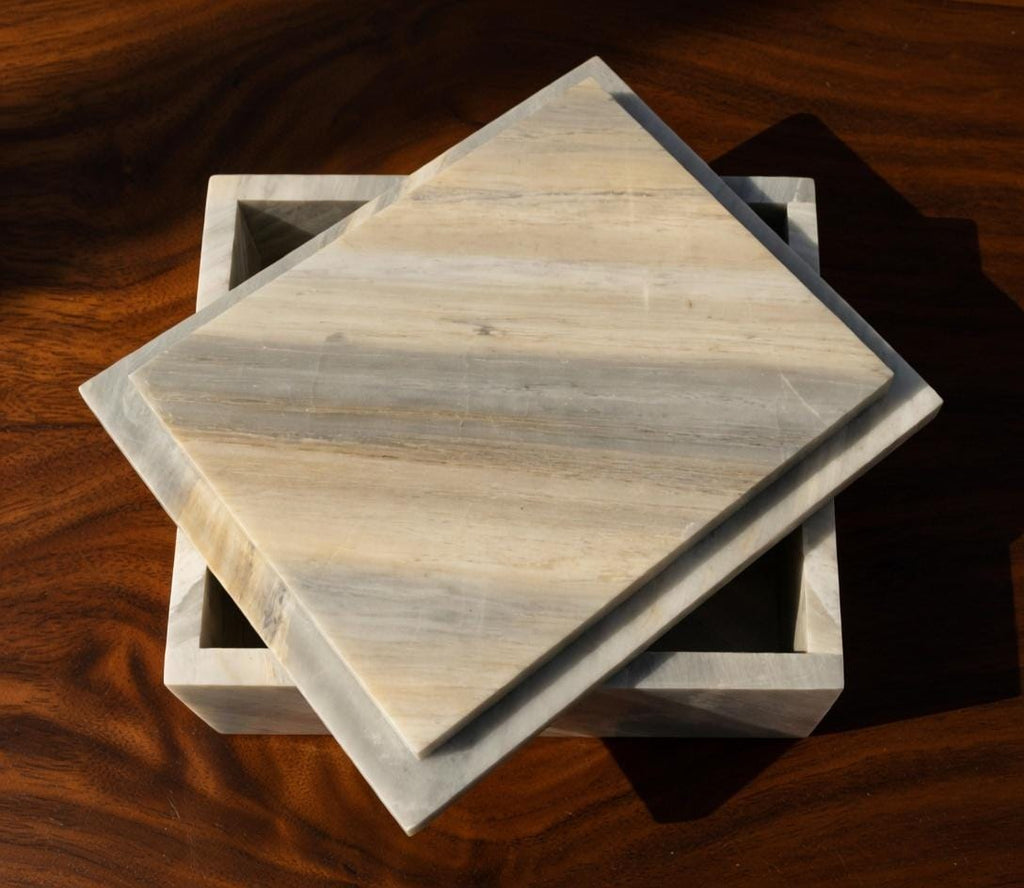 Handmade Sienna Azul Marble extra large box 15"×10" × height 4" an elegant large storage box beautiful addition Free Shipping