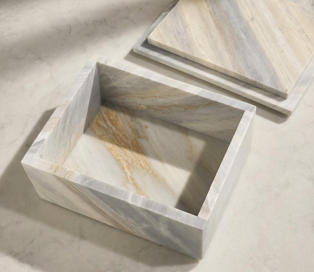 Handmade Sienna Azul Marble extra large box 15"×10" × height 4" an elegant large storage box beautiful addition Free Shipping