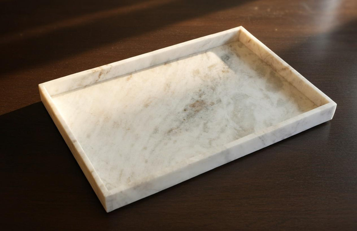 Handmade Bianco Orion serving tray  22"×14" height 2" large elegant serving tray or a beautiful centerpiece to your table or bar service.