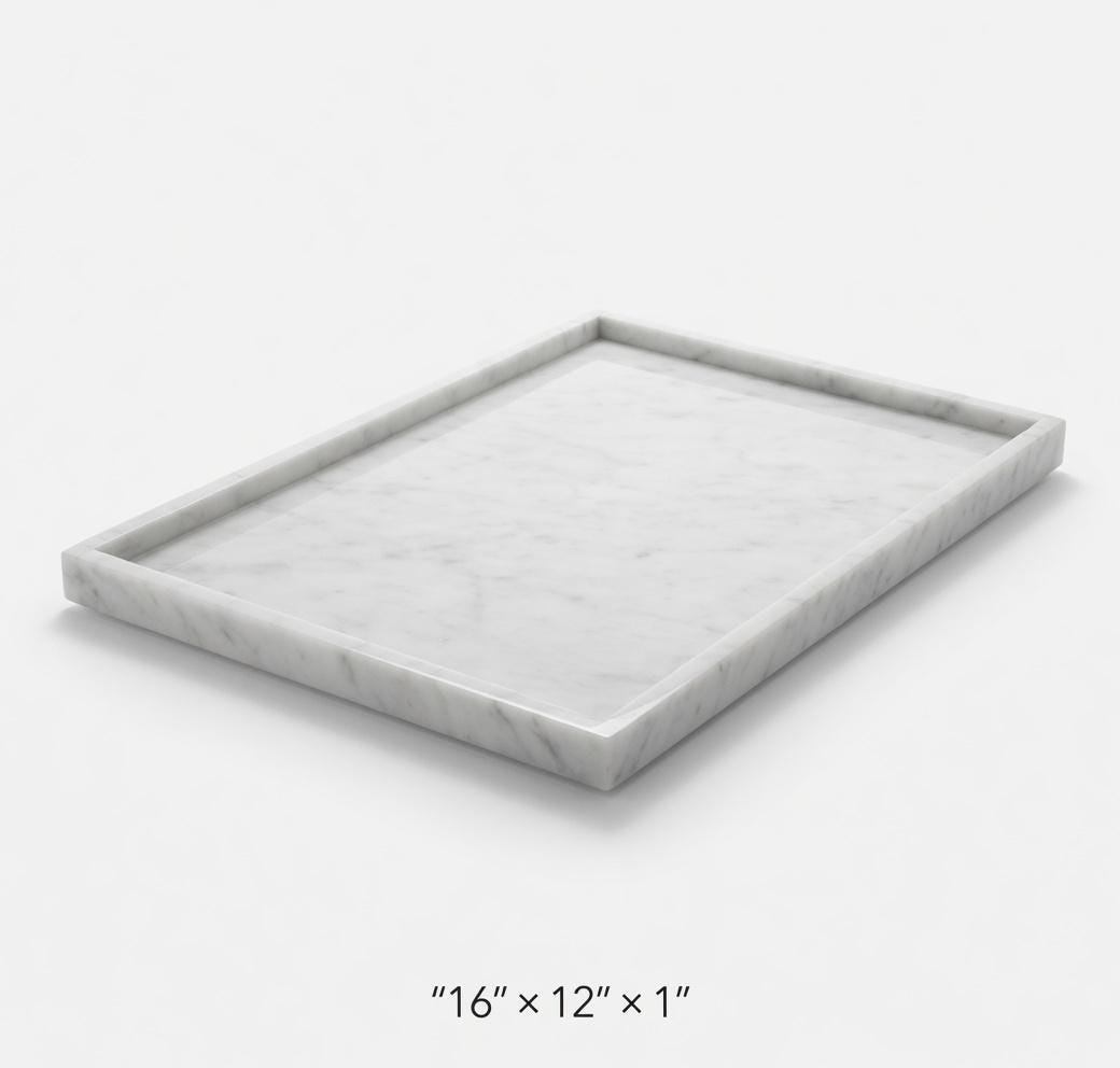 Handmade Bianco Carrara Marble Tray 16"×12"×1" Table Centerpiece beautiful addition to any setting or a beautiful serving tray