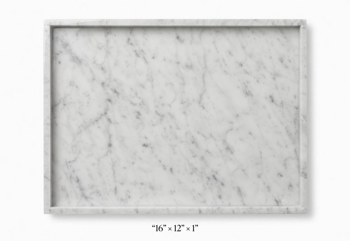 Handmade Bianco Carrara Marble Tray 16"×12"×1" Table Centerpiece beautiful addition to any setting or a beautiful serving tray