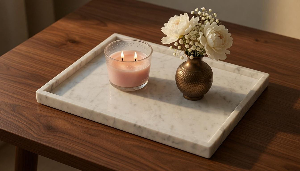Handmade Bianco Carrara Marble Tray 16"×12"×1" Table Centerpiece beautiful addition to any setting or a beautiful serving tray