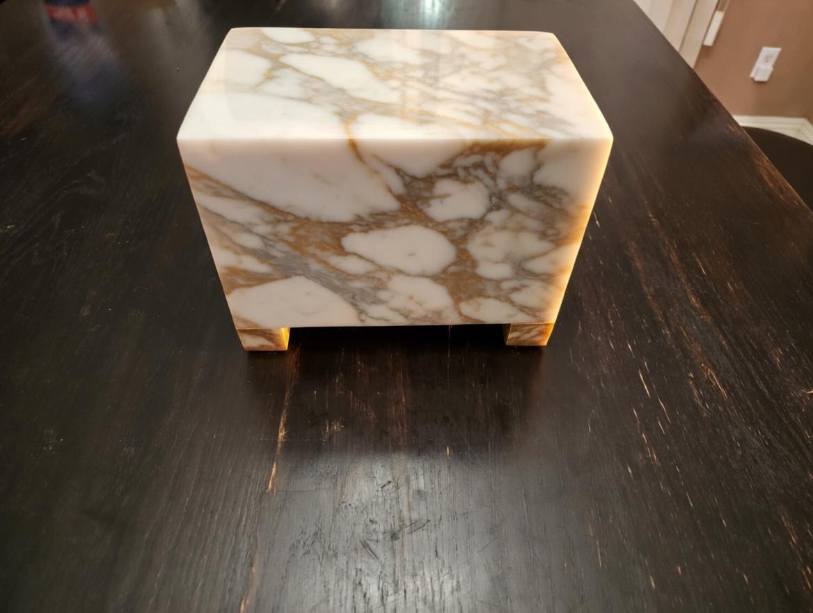 Handmade Stone Pet Urn 8 1/2" x 5 1/2" Height 6 1/2" avaliable in a variety of stone types and colors. Free Shipping.