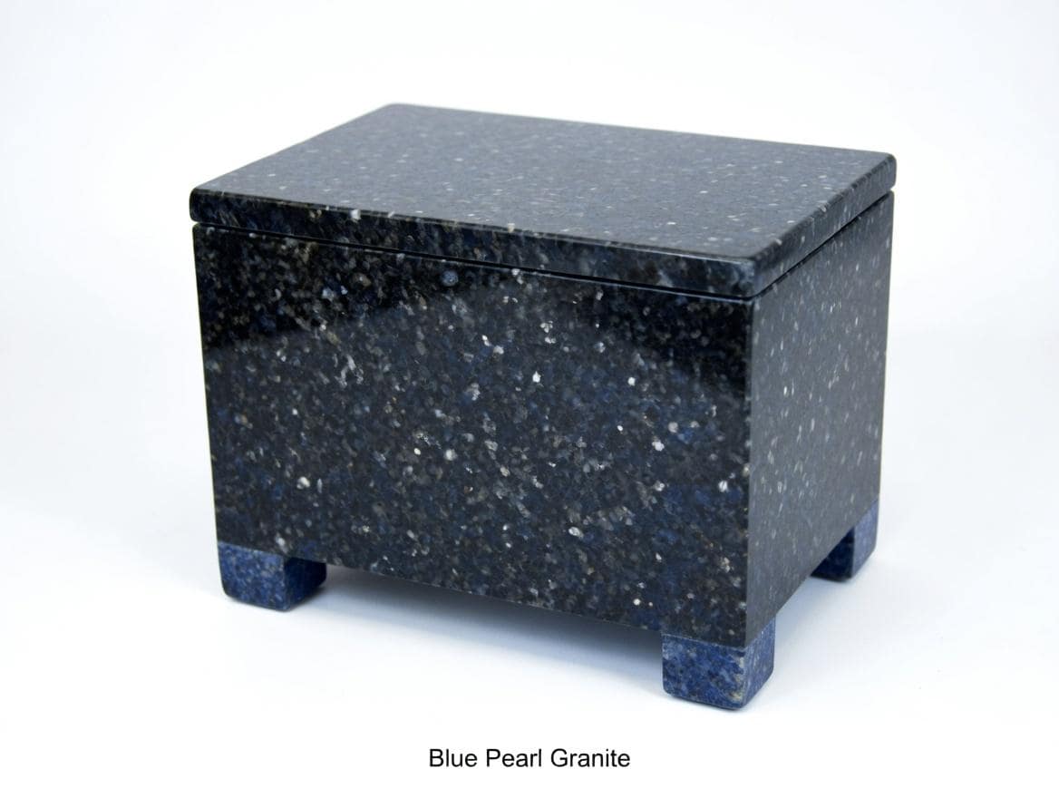 Handmade Stone Pet Urn 8 1/2" x 5 1/2" Height 6 1/2" avaliable in a variety of stone types and colors. Free Shipping.