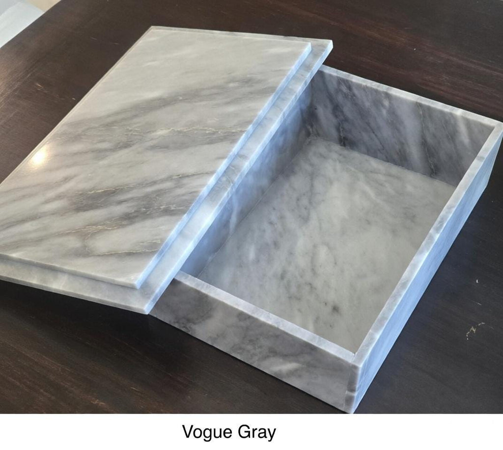Vogue Gray Marble large box 15"×10" × height 4"  prefect for an elegant storage need Free Shipping message for custom dimensions.