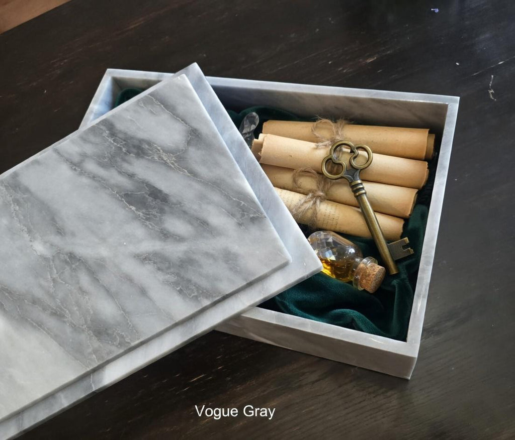 Vogue Gray Marble large box 15"×10" × height 4"  prefect for an elegant storage need Free Shipping message for custom dimensions.
