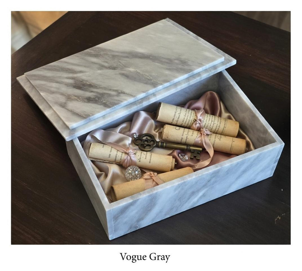 Vogue Gray Marble large box 15"×10" × height 4"  prefect for an elegant storage need Free Shipping message for custom dimensions.