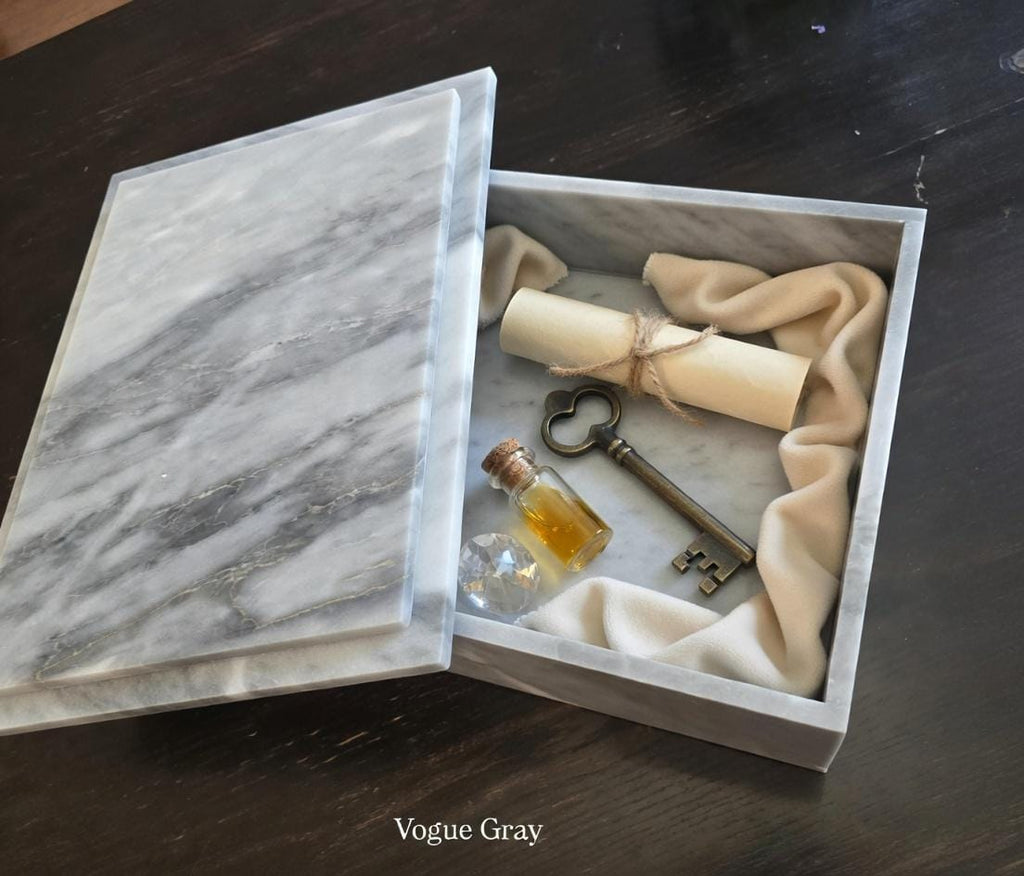 Vogue Gray Marble large box 15"×10" × height 4"  prefect for an elegant storage need Free Shipping message for custom dimensions.