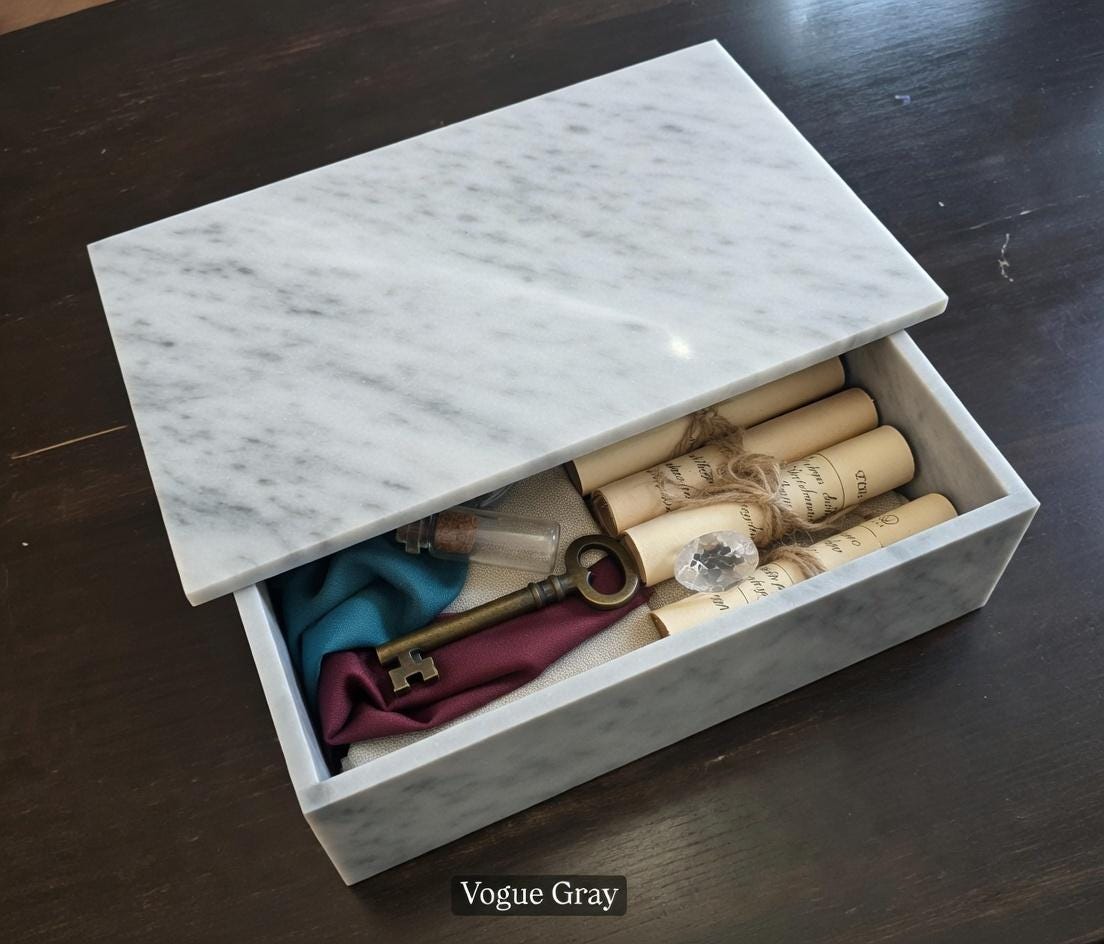 Vogue Gray Marble large box 15"×10" × height 4"  prefect for an elegant storage need Free Shipping message for custom dimensions.
