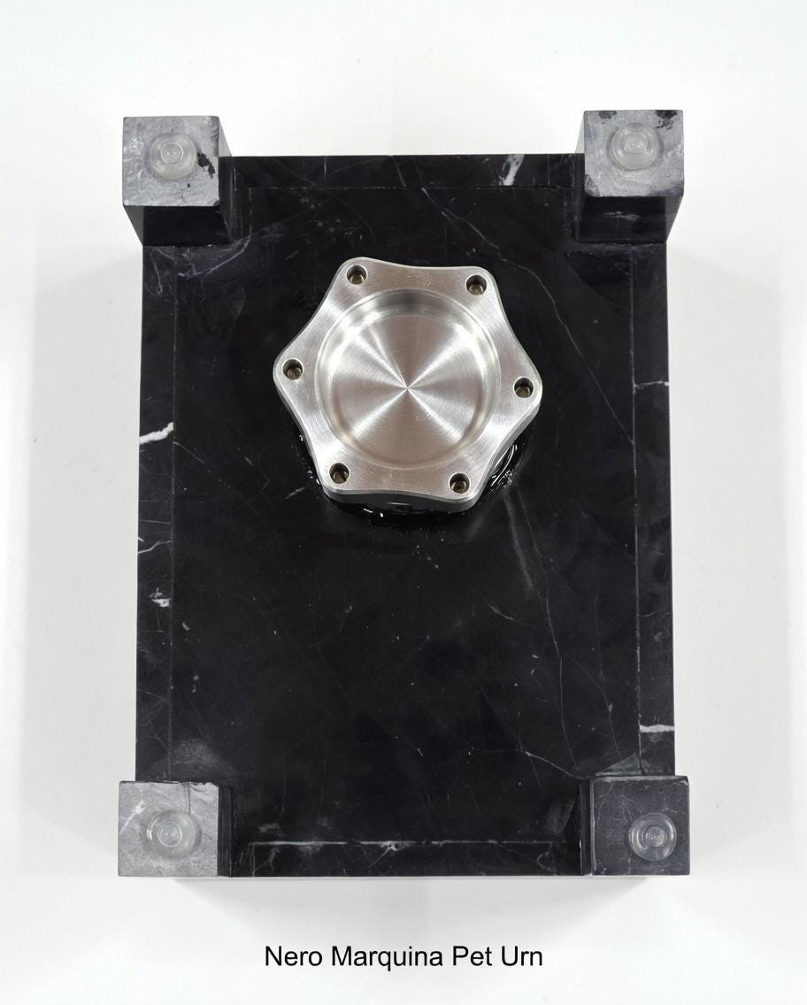 Handmade Nero Marquina Marble Pet Urn, Modern Memorial