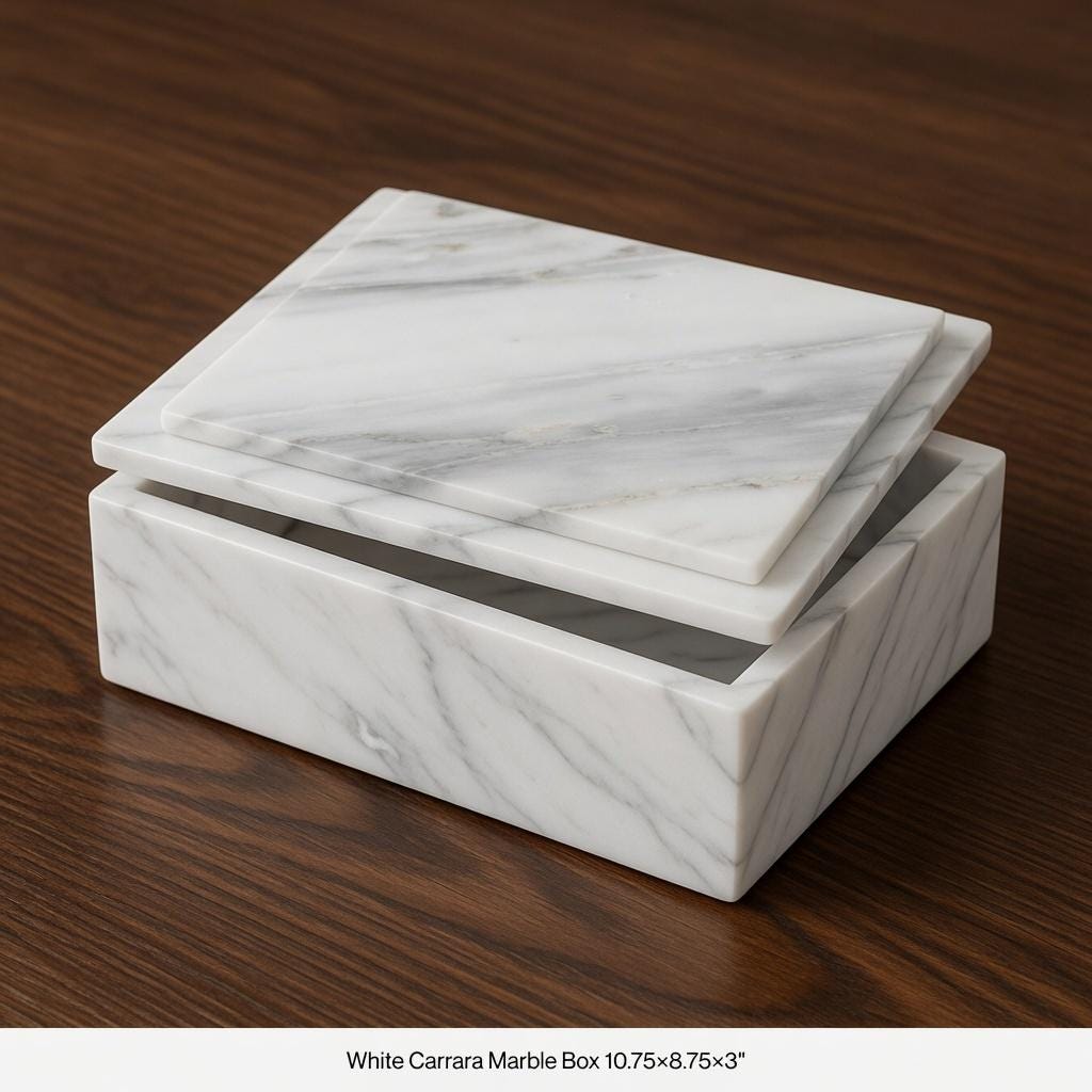 White Carrara Marble Box 10 3/4"×8 3/4" height 3" free shipping to The United States