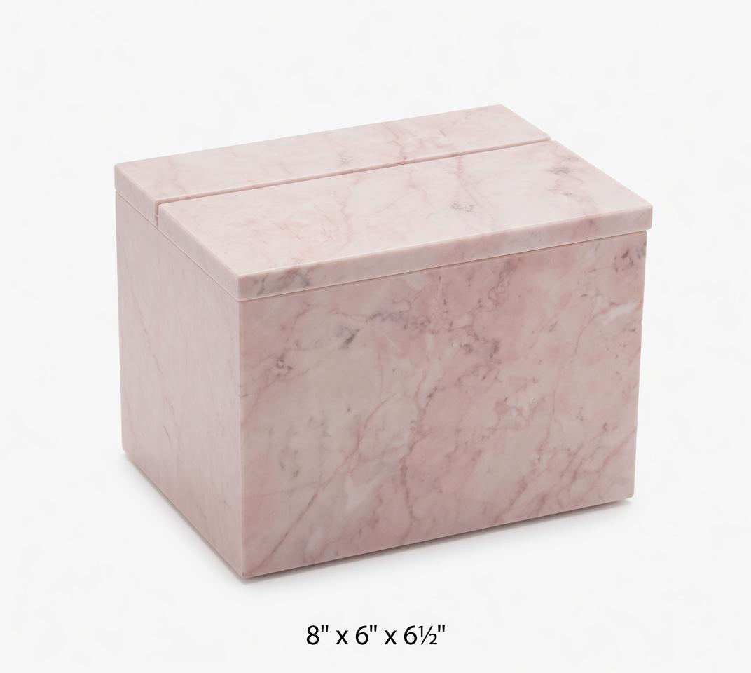 Marble Recipe Box Coral Notte Pink Marble 8"×6" height 6 1/2" fits 7x5 recipe cards Free Shipping