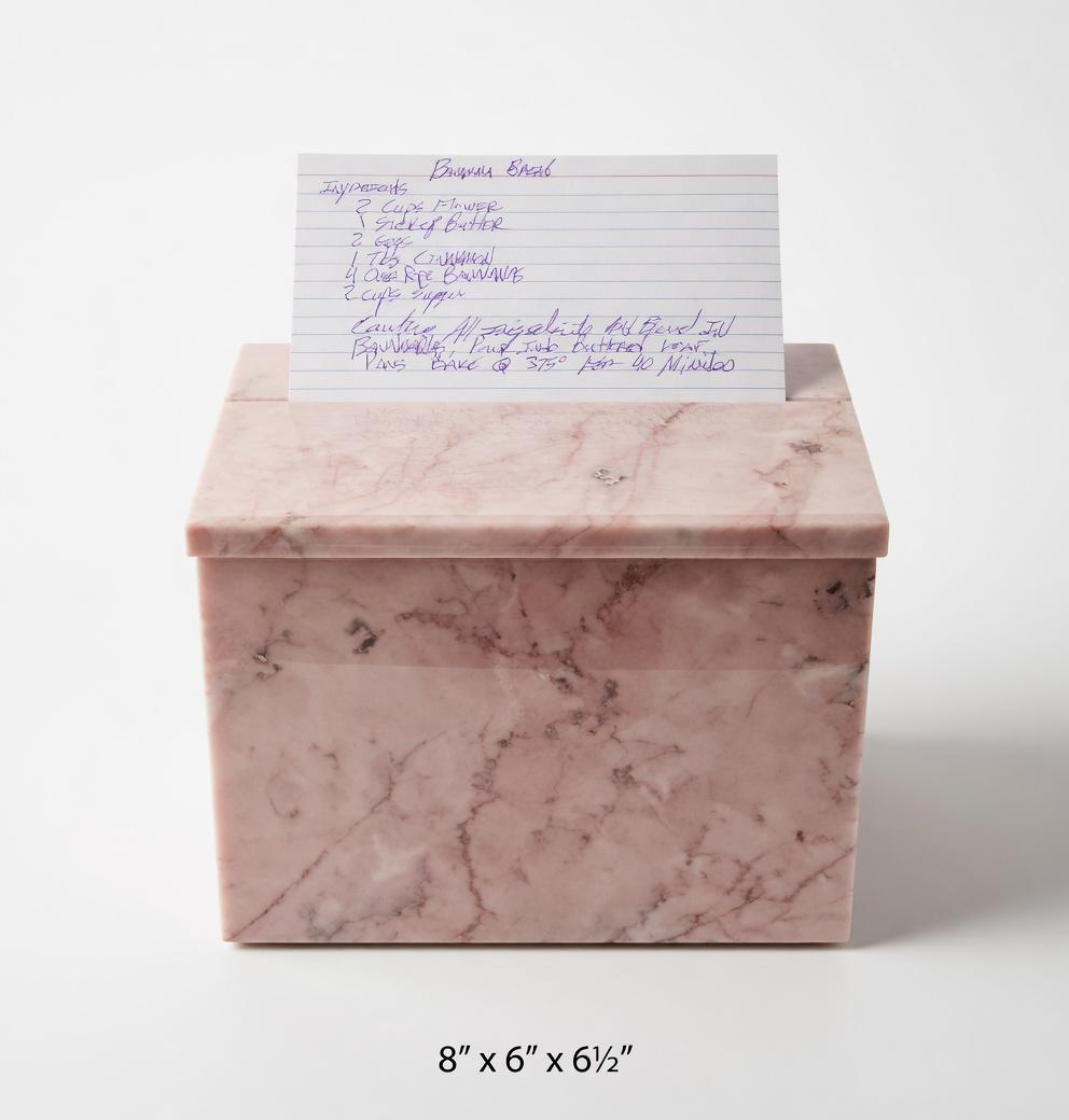 Marble Recipe Box Coral Notte Pink Marble 8"×6" height 6 1/2" fits 7x5 recipe cards Free Shipping