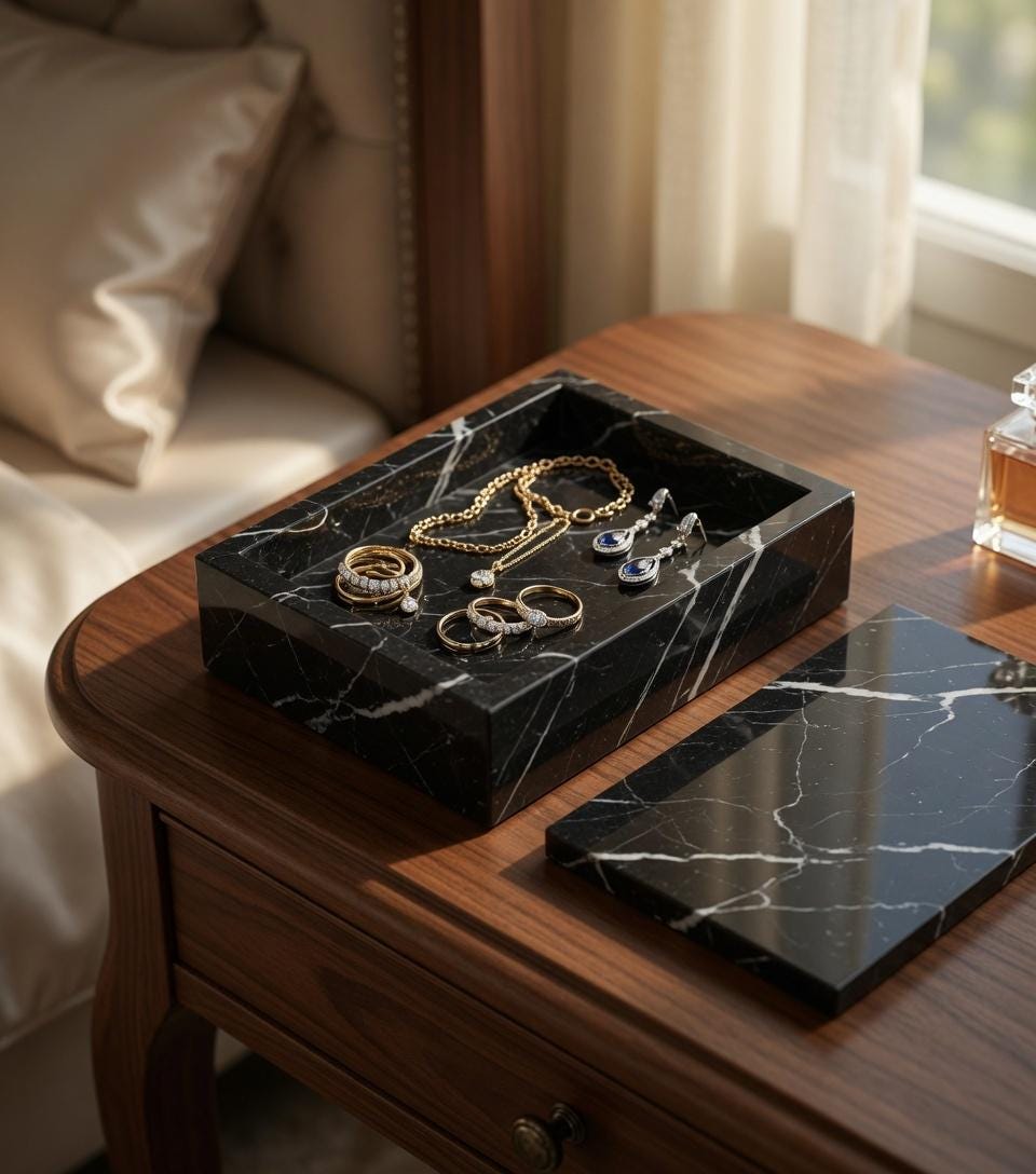 Handmade Nero Marquina Black Marble Box 10"×6" height 3" Beautiful Black Marble with white veining Free Shipping