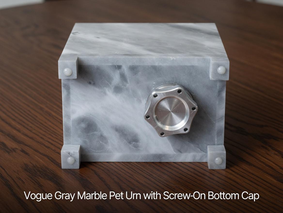Handmade Vogue Gray Pet Urn 8 1/2" x 5 1/2" Height 6 1/2" elegant grey with white accents. Elegant vessel. Free Shipping.