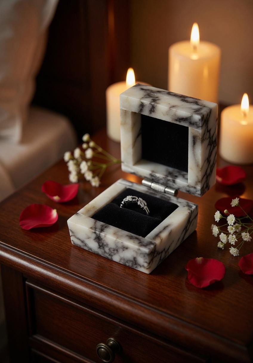 Amaretto Viola Purple White Ring Box a beautiful box perfect for a proposal or display a perfect keepsake that will be treasure forever