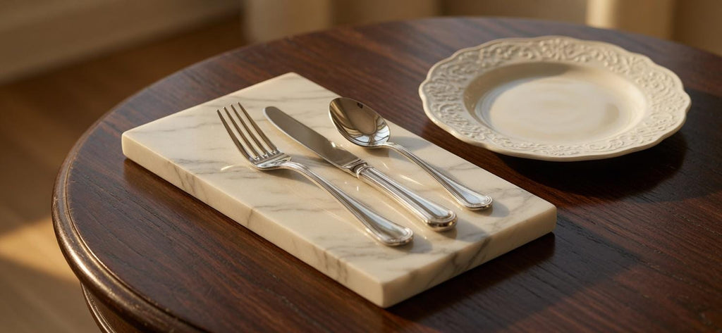 Sienna Azul Marble Silverware Platter(set of 4) for your Silverware and elegant dinner service beautiful pieces for your flatware