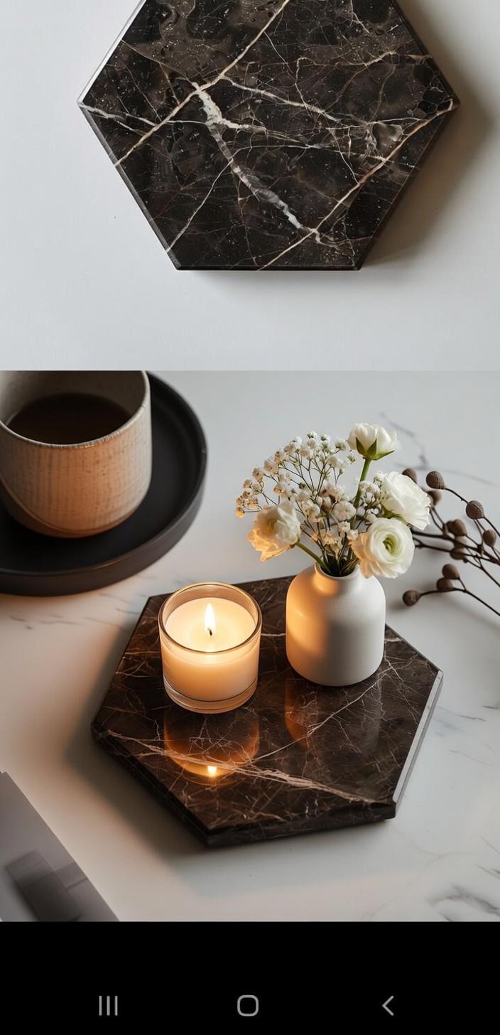 Emperador Dark Marble Hexagon Trivets,  Hot plate. Perfect to protect your table from hot pots available in many sizes.