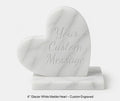 Glacier White Marble Heart 4" ENGRAVED polished heart on marble base  (your custom message)