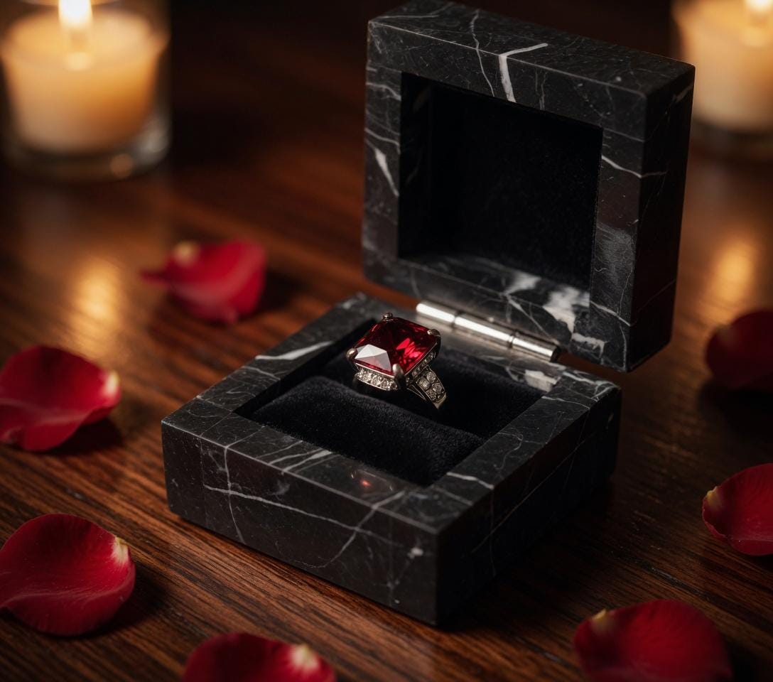 Mixed White Nero Marquina Marble Ring Box a beautiful box perfect for a proposal or display a perfect keepsake that will be treasure forever