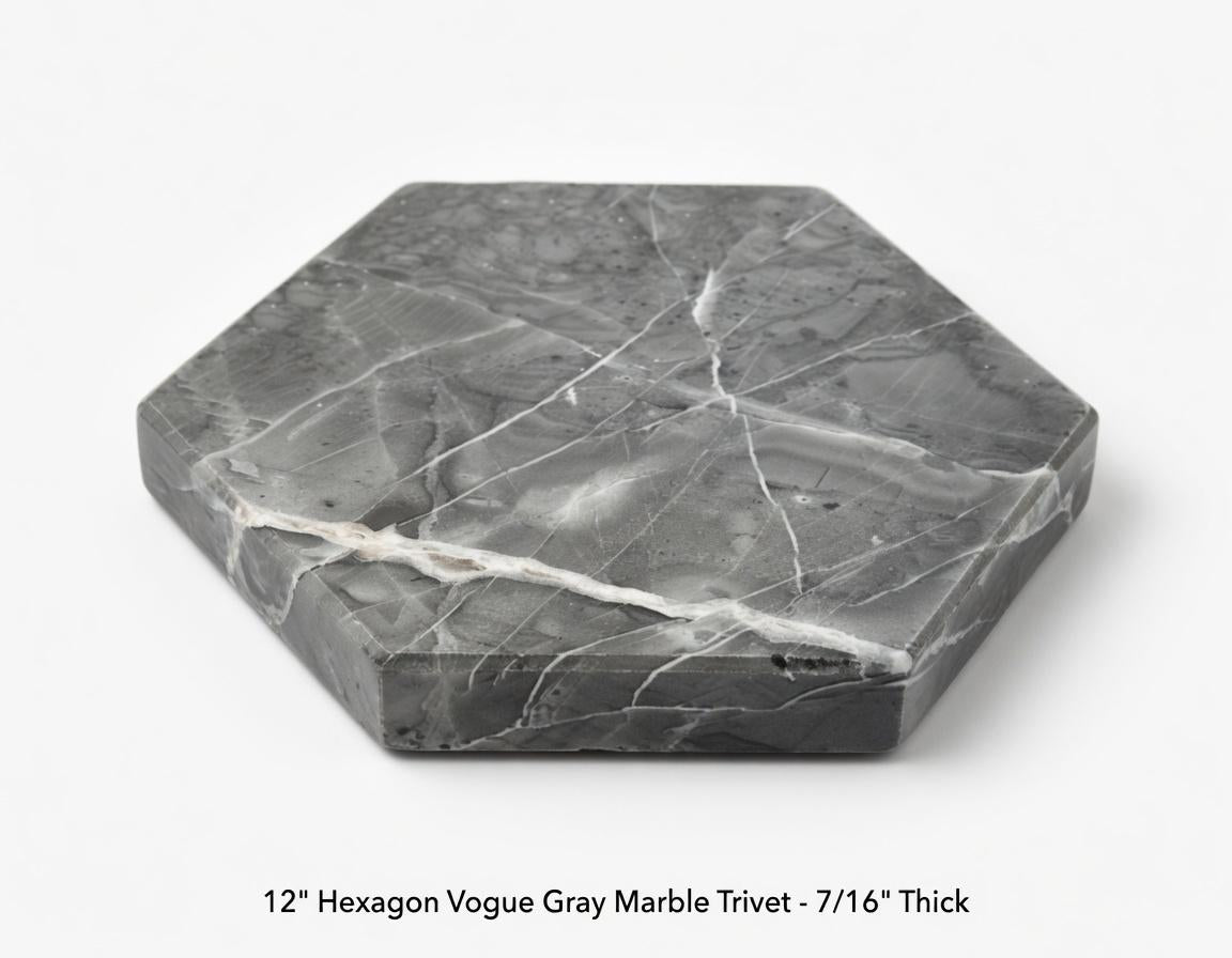 Vogue Gray Marble Hexagon Handmade Tray/Trivet Available in various sizes 6" to 18" perfect centerpiece Free Shipping